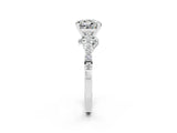 White gold Round Cut Diamond Solitaire Ring with Pavé Band and Prong Setting_2