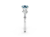 White gold Round Cut Diamond Solitaire Ring with Pavé Band and Prong Setting_2