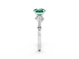 White gold Round Cut Diamond Solitaire Ring with Pavé Band and Prong Setting_2