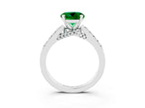 White gold Round Cut Diamond Solitaire Ring with Pavé Band and Prong Setting_3