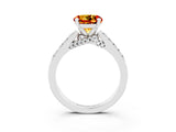 White gold Round Cut Diamond Solitaire Ring with Pavé Band and Prong Setting_3