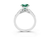White gold Round Cut Diamond Solitaire Ring with Pavé Band and Prong Setting_3