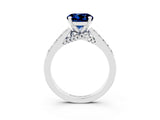 White gold Round Cut Diamond Solitaire Ring with Pavé Band and Prong Setting_3