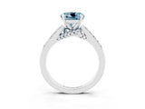 White gold Round Cut Diamond Solitaire Ring with Pavé Band and Prong Setting_3