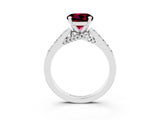 White gold Round Cut Diamond Solitaire Ring with Pavé Band and Prong Setting_3