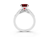 White gold Round Cut Diamond Solitaire Ring with Pavé Band and Prong Setting_3