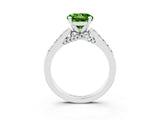 White gold Round Cut Diamond Solitaire Ring with Pavé Band and Prong Setting_3