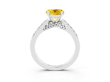 White gold Round Cut Diamond Solitaire Ring with Pavé Band and Prong Setting_3