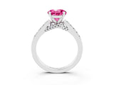 White gold Round Cut Diamond Solitaire Ring with Pavé Band and Prong Setting_3