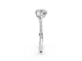 White gold Round Cut Diamond Solitaire Ring with Pavé Band and Prong Setting_46