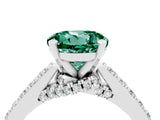 White gold Round Cut Diamond Solitaire Ring with Pavé Band and Prong Setting_4