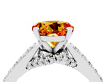 White gold Round Cut Diamond Solitaire Ring with Pavé Band and Prong Setting_4
