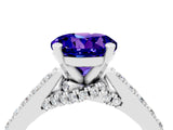 White gold Round Cut Diamond Solitaire Ring with Pavé Band and Prong Setting_4