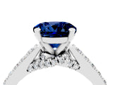 White gold Round Cut Diamond Solitaire Ring with Pavé Band and Prong Setting_4