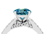 White gold Round Cut Diamond Solitaire Ring with Pavé Band and Prong Setting_4