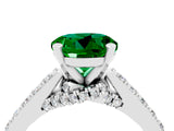 White gold Round Cut Diamond Solitaire Ring with Pavé Band and Prong Setting_4