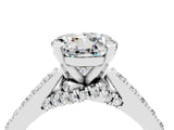 White gold Round Cut Diamond Solitaire Ring with Pavé Band and Prong Setting_4
