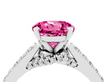 White gold Round Cut Diamond Solitaire Ring with Pavé Band and Prong Setting_4