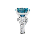 White gold Round Cut Diamond Solitaire Ring with Pavé Band and Prong Setting_5