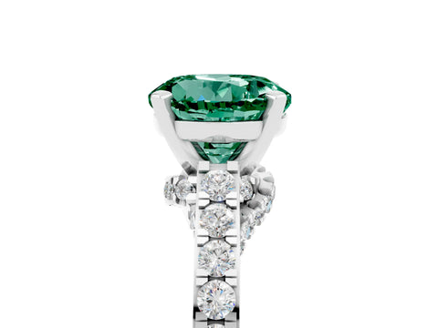 White gold Round Cut Diamond Solitaire Ring with Pavé Band and Prong Setting_5