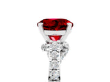 White gold Round Cut Diamond Solitaire Ring with Pavé Band and Prong Setting_5