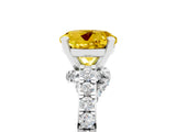 White gold Round Cut Diamond Solitaire Ring with Pavé Band and Prong Setting_5