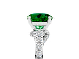 White gold Round Cut Diamond Solitaire Ring with Pavé Band and Prong Setting_5