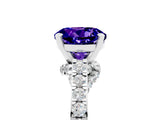 White gold Round Cut Diamond Solitaire Ring with Pavé Band and Prong Setting_5
