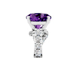 White gold Round Cut Diamond Solitaire Ring with Pavé Band and Prong Setting_5