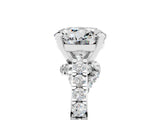 White gold Round Cut Diamond Solitaire Ring with Pavé Band and Prong Setting_5