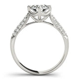 White gold Round Cut Diamond Solitaire Ring with Pavé-Set Shoulders and Four-Prong Setting 2