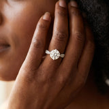 White gold Round Cut Diamond Solitaire Ring with Pavé-Set Shoulders and Four-Prong Setting_29