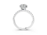 14K White Gold 2.00 Carat E VS1 Round Diamond Solitaire Ring with Round Pavé Band and Four-Prong Setting