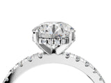 White gold Round Cut Diamond Solitaire Ring with Round  Pavé Band and Four-Prong Setting_51