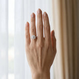 14K White Gold 2.00 Carat E VS1 Round Diamond Solitaire Ring with Round Pavé Band and Four-Prong Setting