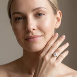 14K White Gold 2.00 Carat E VS1 Round Diamond Solitaire Ring with Round Pavé Band and Four-Prong Setting