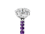 White gold Round Cut Diamond Solitaire Ring with Round with Amethyst side stone Pavé Band and Prong Setting_5