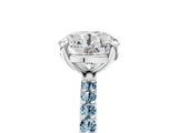 White gold Round Cut Diamond Solitaire Ring with Round with Aquamarine side stone Pavé Band and Prong Setting_17
