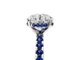 White gold Round Cut Diamond Solitaire Ring with Round with Blue Sapphire side stone Pavé Band and Four-Prong Setting_5
