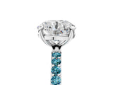 White gold Round Cut Diamond Solitaire Ring with Round with Blue Topaz side stone Pavé Band and Prong Setting_16