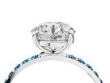 White gold Round Cut Diamond Solitaire Ring with Round with Blue Topaz side stone Pavé Band and Prong Setting_22