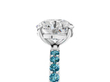 White gold Round Cut Diamond Solitaire Ring with Round with Blue Topaz side stone Pavé Band and Prong Setting_23