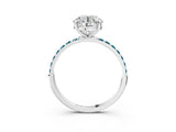 White gold Round Cut Diamond Solitaire Ring with Round with Blue Topaz side stone Pavé Band and Prong Setting_39