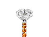 White gold Round Cut Diamond Solitaire Ring with Round with Citrine side stone Pavé Band and Prong Setting_5