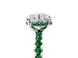 White gold Round Cut Diamond Solitaire Ring with Round with Emerald side stone Pavé Band and Four-Prong Setting_41