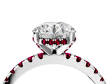 White gold Round Cut Diamond Solitaire Ring with Round with Garnet side stone Pavé Band and Four-Prong Setting_40