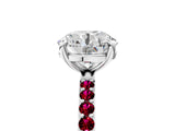 White gold Round Cut Diamond Solitaire Ring with Round with Garnet side stone Pavé Band and Prong Setting_17