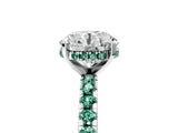 White gold Round Cut Diamond Solitaire Ring with Round with Green Sapphire side stone Pavé Band and Four-Prong Setting_41