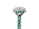 White gold Round Cut Diamond Solitaire Ring with Round with Green Sapphire side stone Pavé Band and Four-Prong Setting_5