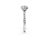 White gold Round Cut Diamond Solitaire Ring with Round with Moissanite side stone Pavé Band and Four-Prong Setting_14